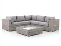 Gartensofa 260x260x75 cm aus Polyrattan in Hellgrau - Großzügiges Ecksofa mit Couchtisch für Außenbereiche
