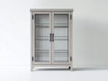 Vitrine 90x35x180 cm - Holzvitrine mit 2 Glastüren - graue Holzoptik im modernen Stil