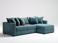 Ecksofa Samt 300x230x85 cm Petrolblau - Modernes Ecksofa mit Ottomane und weicher Polsterung