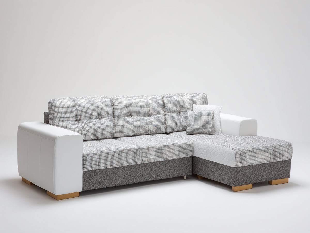 Modernes Ecksofa mit Ottomane 290 x 220 x 85 cm - Komfortable Wohnlandschaft mit Stoffbezug