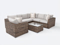 Gartensofa 260x260x76 cm - Polyrattan Lounge Sofa Set - Braun und Beige mit Couchtisch und modernem Outdoor-Design