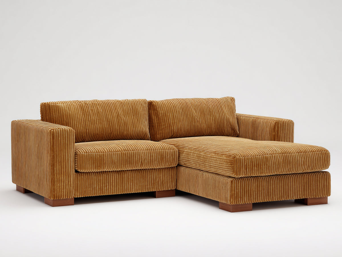Ecksofa Cordstoff 280x220x85 cm Braun - Modernes Ecksofa mit weicher Polsterung und Ottomane