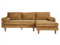 Ecksofa 260x160x85 cm aus Cordstoff in Braun mit Ottomane - Moderner Ecksofa mit großzügiger Sitzfläche für Wohnzimmer