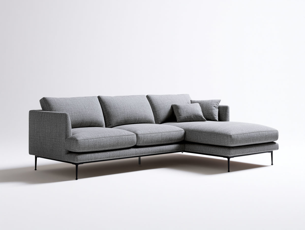 Modernes Ecksofa mit Ottomane 280 x 220 x 85 cm - Großzügige Wohnlandschaft mit Stoffbezug