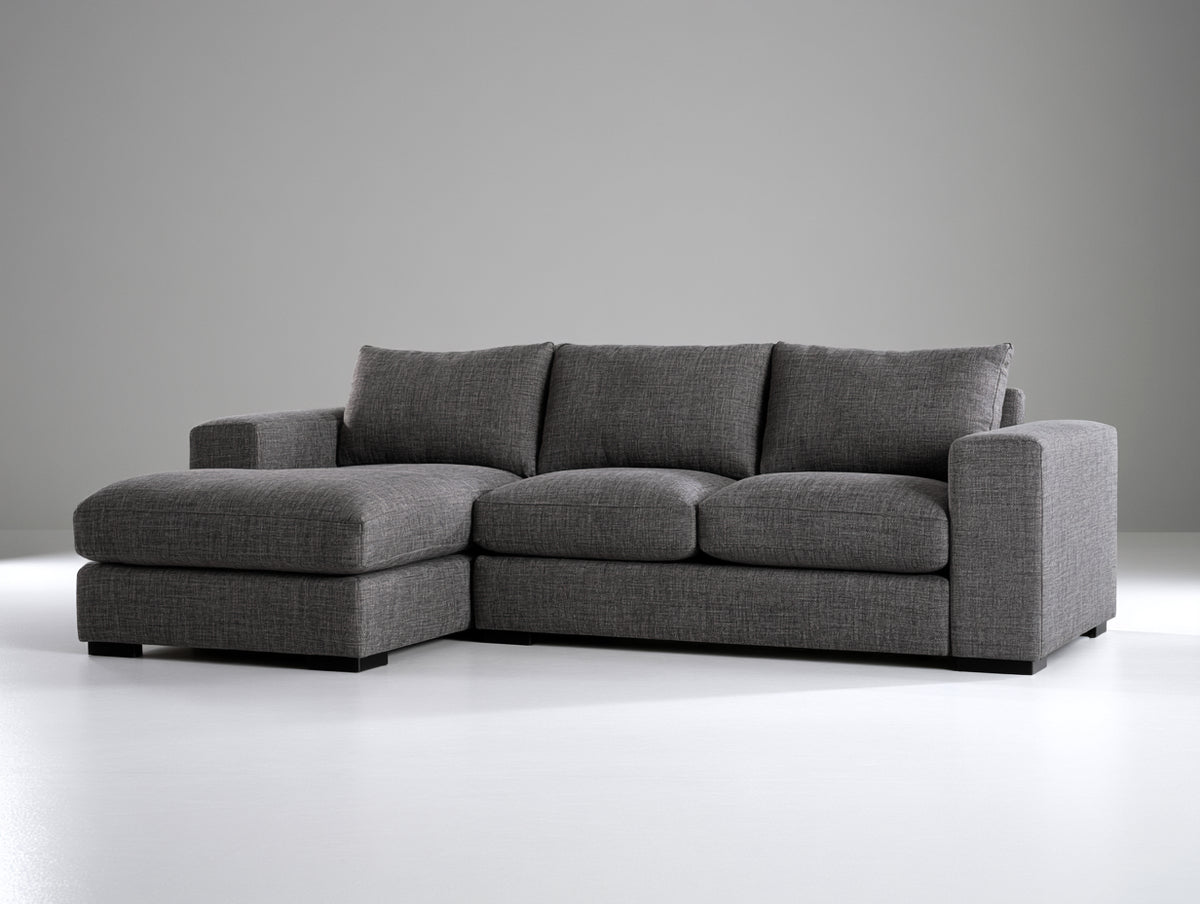 Ecksofa Stoff 300x230x85 cm Dunkelgrau - Modernes Ecksofa mit Ottomane und komfortabler Polsterung
