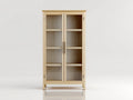 Vitrine 80x35x180 cm - Holzvitrine mit 2 Glastüren - natürliche Holzfarbe im modernen Design