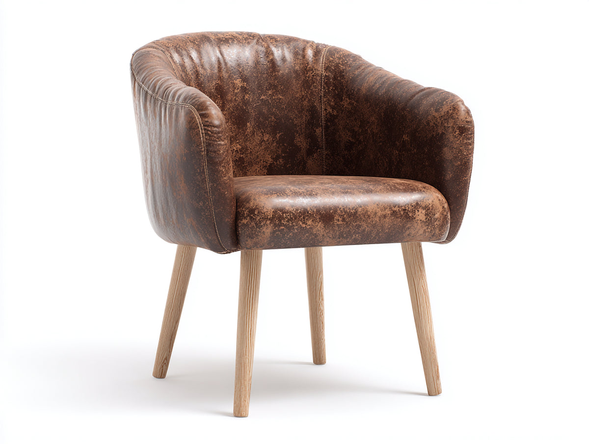 Sessel Leder 78x76x82 cm Braun - Moderner Polstersessel mit Armlehnen und Holzbeinen