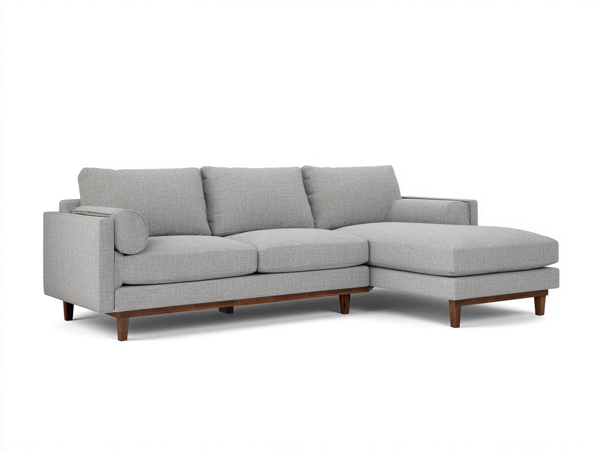 Ecksofa Stoff 290x220x85 cm Hellgrau - Modernes Ecksofa mit Ottomane und komfortabler Polsterung