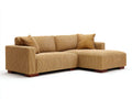 Ecksofa 280x170x85 cm aus Cordstoff in Braun mit Ottomane - Moderner Ecksofa mit großzügiger Sitzfläche für Wohnzimmer
