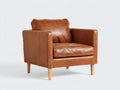 Sessel Leder 82x85x78 cm Cognac - Moderner Polstersessel mit Armlehnen und Holzbeinen