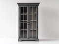 Vitrine 90x40x180 cm aus Holz in Grau mit 2 Glastüren - Klassische Ausstellungsvitrine mit großzügigem Stauraum für Wohnzimmer und Essbereich