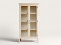 Vitrine 80x35x180 cm - Holzvitrine mit 2 Glastüren - natürliche Holzoptik für Wohnzimmer