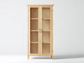 Vitrine Holz 90x35x180 cm Natur - Moderne Vitrine mit Glastüren und Stauraum für Wohnzimmer