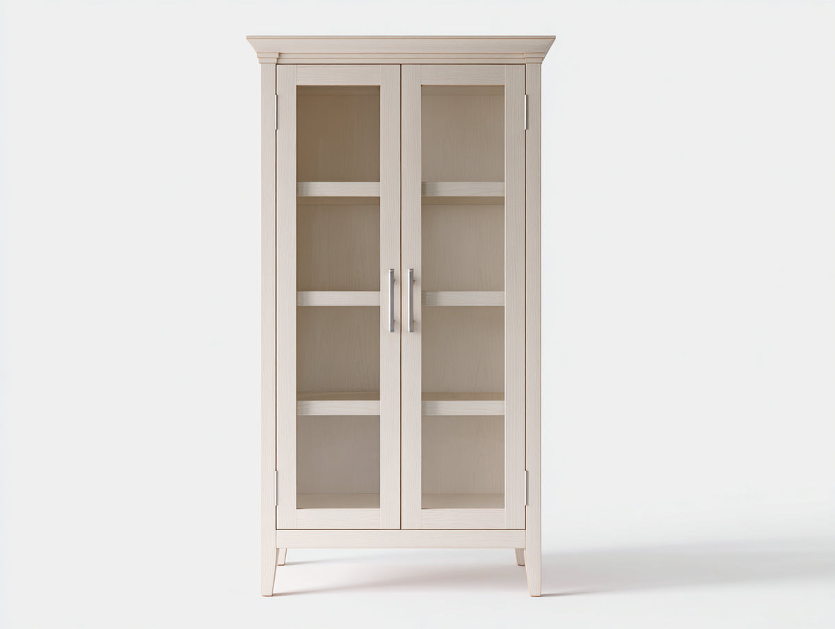 Vitrine aus Holz mit 2 Glastüren 90 x 40 x 180 cm - Eleganter Ausstellungsschrank für Wohnzimmer und Essbereich