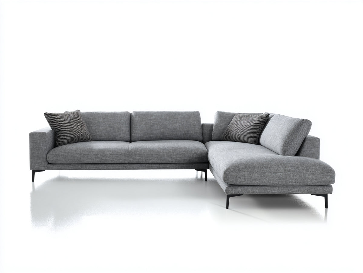 Modernes Ecksofa mit Ottomane 300 x 240 x 85 cm - Elegante Wohnlandschaft mit Stoffbezug
