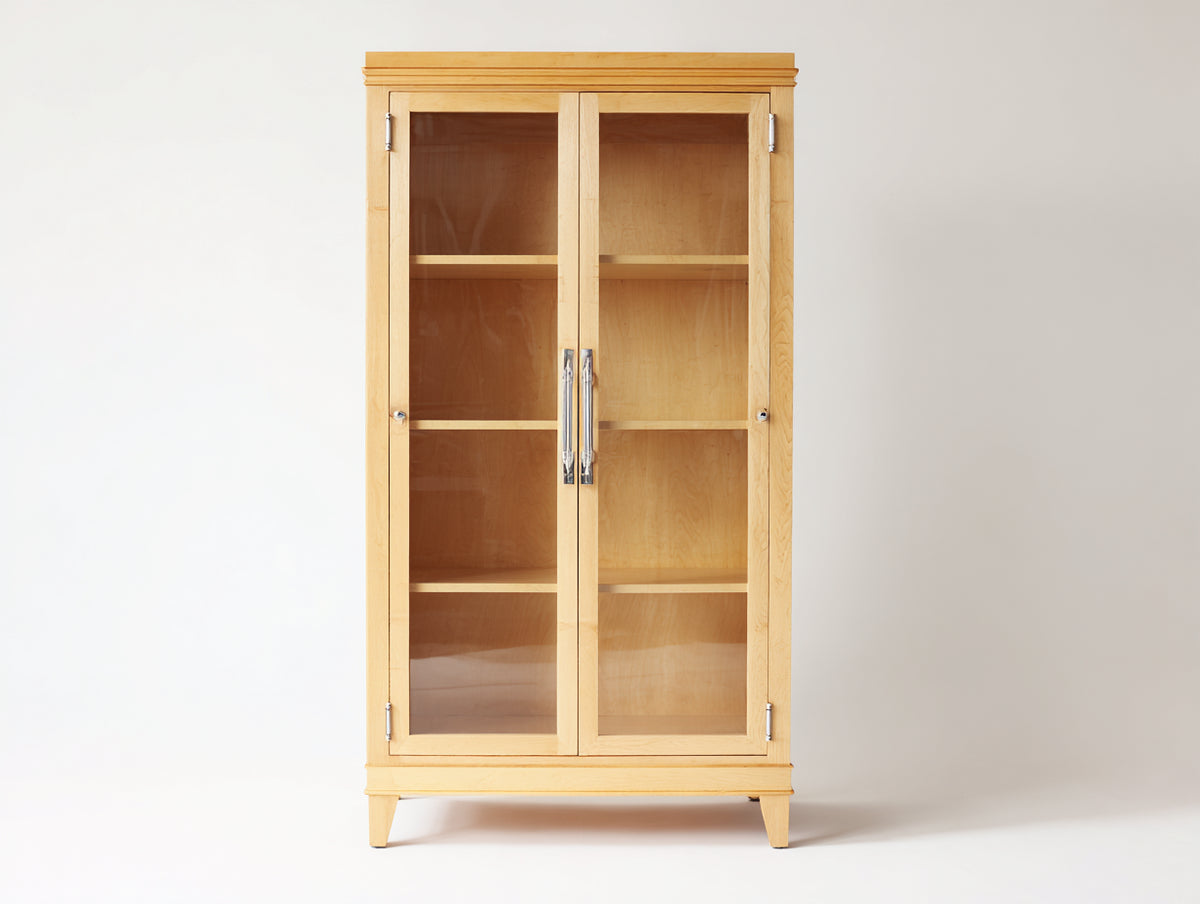 Vitrine aus Holz mit 2 Glastüren 100 x 45 x 190 cm - Klassischer Ausstellungsschrank für Wohnzimmer und Essbereich