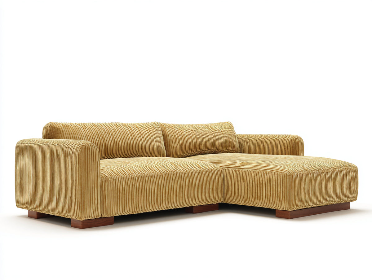 Ecksofa Cordstoff 280x220x85 cm Senfgelb - Modernes Ecksofa mit weicher Polsterung und Ottomane