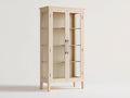 Vitrine 90x40x180 cm aus Holz in Naturfarbe mit 2 Glastüren und mehreren Ablageflächen - Elegante Ausstellungsvitrine für Wohnzimmer und Innenbereich