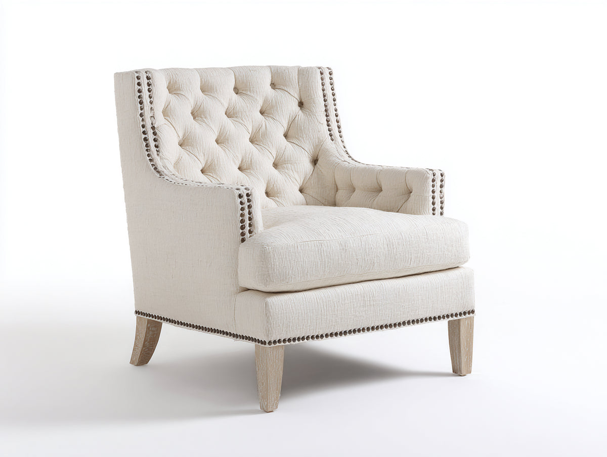 Sessel Stoff Polstersessel 86x82x95 cm Beige Chesterfield Stil Klassischer Ohrensessel Komfortabler Wohnzimmerstuhl