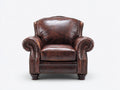 Sessel Leder 85x80x90 cm Dunkelbraun - Klassischer Ohrensessel mit gepolsterten Armlehnen und Lederbezug